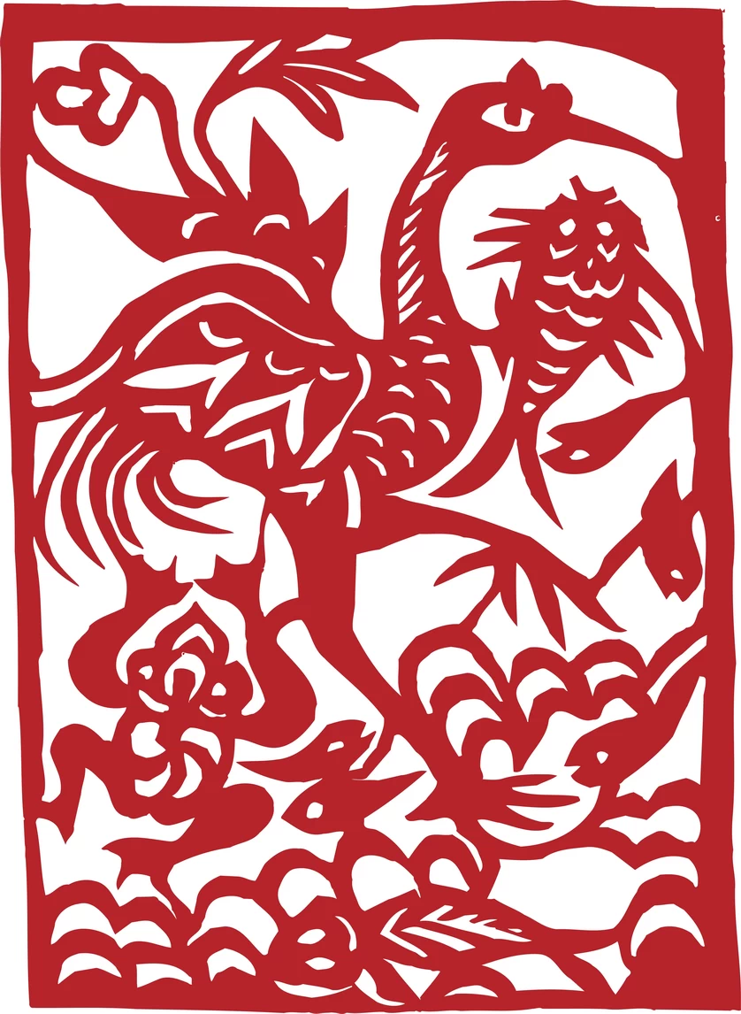 中国风传统民俗吉祥喜庆镂空剪纸窗花图案插画AI矢量PNG设计素材【023】